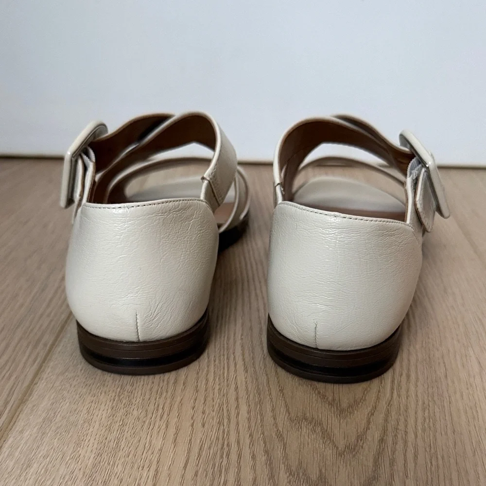 Vionic Pacifica Women's Leather Sandals, Cream Strappy Flats, Size 8 - Picture 7 of 12
